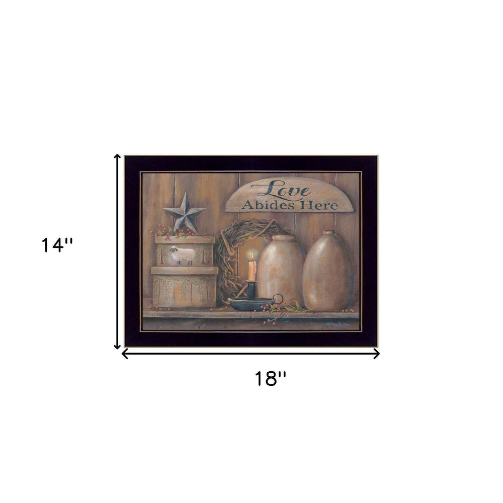 Love Abides Here Shelf 1 Black Framed Print Wall Art - Homeroots - Flyclothing LLC
