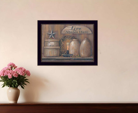 Love Abides Here Shelf 1 Black Framed Print Wall Art - Homeroots - Flyclothing LLC