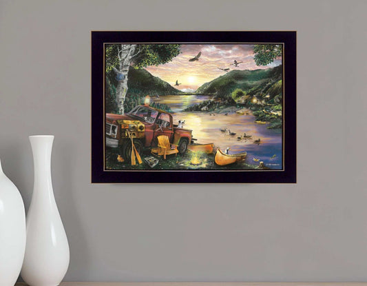 Lakefront Camping I 1 Black Framed Print Wall Art - Homeroots - Flyclothing LLC