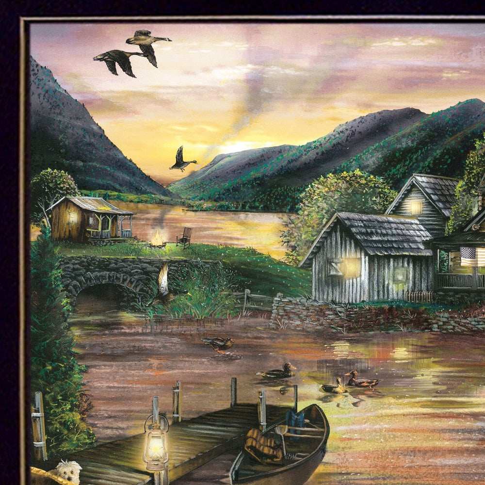 Lakefront Camping II 1 Black Framed Print Wall Art - Homeroots - Flyclothing LLC