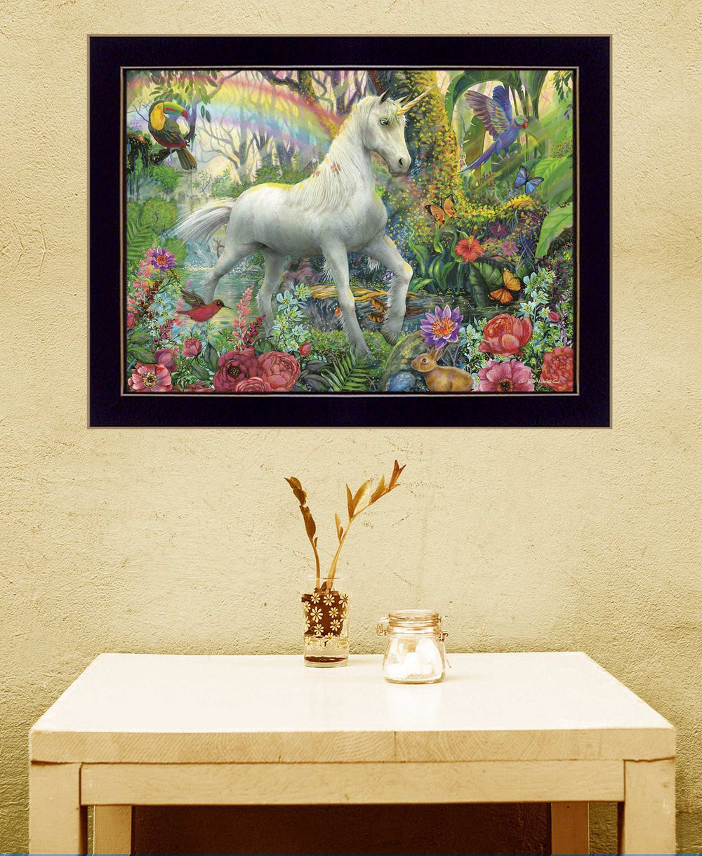 Rainbow Unicorn 1 Black Framed Print Wall Art - Homeroots - Flyclothing LLC