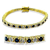 415903 - Gold Brass Bracelet with Synthetic Spinel in Sapphire - Alamode - Flyclothing LLC