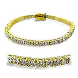 415904 - Gold Brass Bracelet with AAA Grade CZ in Clear - Alamode - Flyclothing LLC