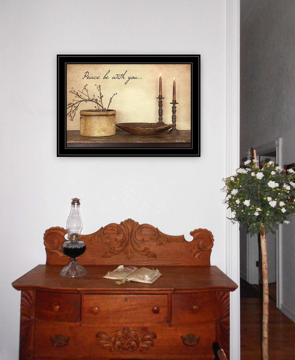 Peace Be with You Black Framed Print Wall Art - Homeroots - Flyclothing LLC