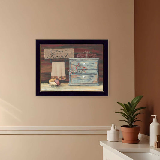 Clean Towels Black Framed Print Bathroom Wall Art - Homeroots - Flyclothing LLC