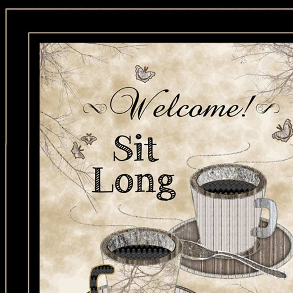 Sit Long Talk Much 4 Black Framed Print Kitchen Wall Art - Homeroots - Flyclothing LLC