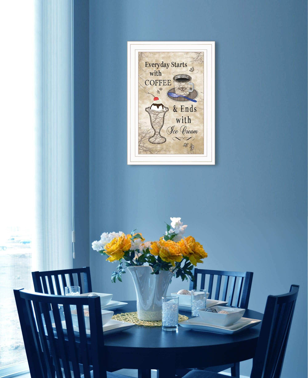 Everyday Starts with Coffee 3 White Framed Print Kitchen Wall Art - Homeroots - Flyclothing LLC