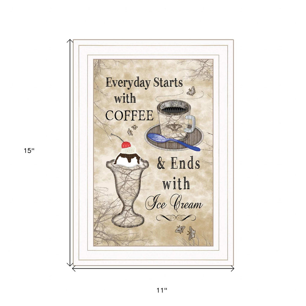 Everyday Starts with Coffee 3 White Framed Print Kitchen Wall Art - Homeroots - Flyclothing LLC