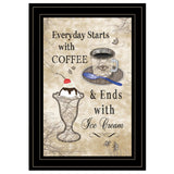 Everyday Starts with Coffee 4 Black Framed Print Kitchen Wall Art - Homeroots - Flyclothing LLC