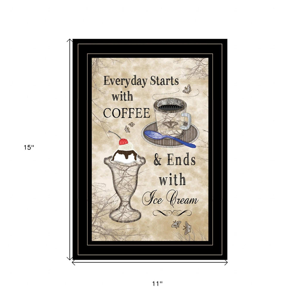 Everyday Starts with Coffee 4 Black Framed Print Kitchen Wall Art - Homeroots - Flyclothing LLC