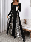 Perfee Leopard Square Neck Long Sleeve Maxi Dress - Trendsi - Flyclothing LLC