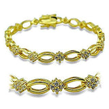 416006 - Gold Brass Bracelet with AAA Grade CZ in Clear - Alamode - Flyclothing LLC