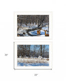 Set Of Two Great Outdoors Nature or Winter Forest 2 White Framed Print Wall Art - Homeroots - Flyclothing LLC