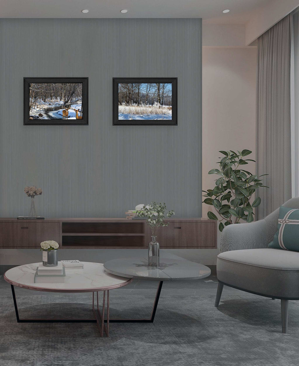 Set Of Two Great Outdoors Nature or Winter Forest 3 Black Framed Print Wall Art - Homeroots - Flyclothing LLC