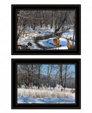 Set Of Two Great Outdoors Nature or Winter Forest 4 Black Framed Print Wall Art - Homeroots - Flyclothing LLC