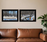 Set Of Two Great Outdoors Nature or Winter Forest 4 Black Framed Print Wall Art - Homeroots - Flyclothing LLC