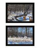 Set Of Two Great Outdoors Nature or Winter Forest 1 Black Framed Print Wall Art - Homeroots - Flyclothing LLC