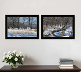 Set Of Two Great Outdoors Nature or Winter Forest 1 Black Framed Print Wall Art - Homeroots - Flyclothing LLC