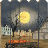 Harvest Moon Pumpkins Unframed Picket Fence Wall Art - Homeroots - Flyclothing LLC