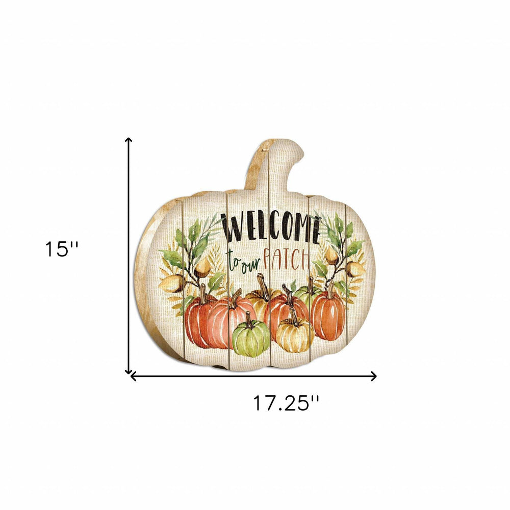 Welcome Pumpkin Wood Plank Wall Art - Homeroots - Flyclothing LLC