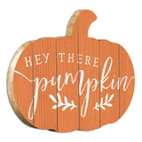 Orange and White Hey There Pumpkin Shaped Wall Art - Homeroots - Flyclothing LLC