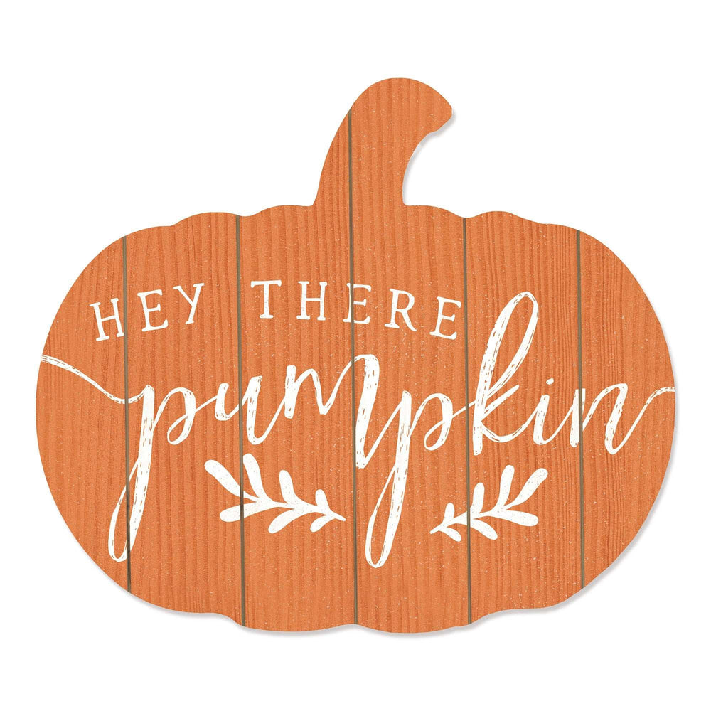 Orange and White Hey There Pumpkin Shaped Wall Art - Homeroots - Flyclothing LLC