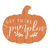 Orange and White Hey There Pumpkin Shaped Wall Art - Homeroots - Flyclothing LLC