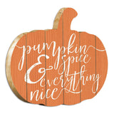 Orange and White Pumpkin Spice and Everything Nice Pumpkin Shaped Wall Art - Homeroots - Flyclothing LLC