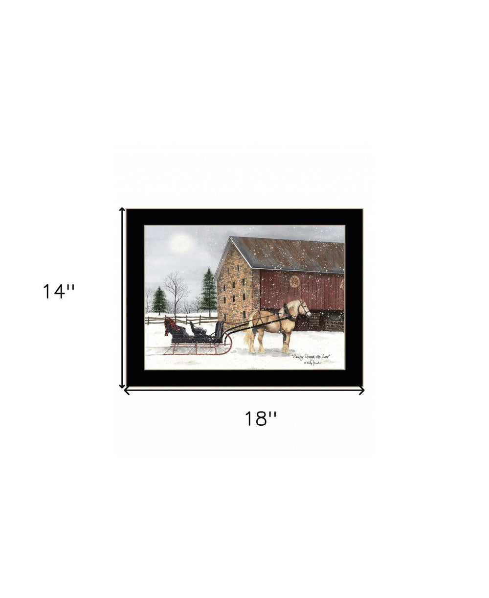 Dashing Though The Snow Black Framed Print Wall Art - Homeroots - Flyclothing LLC