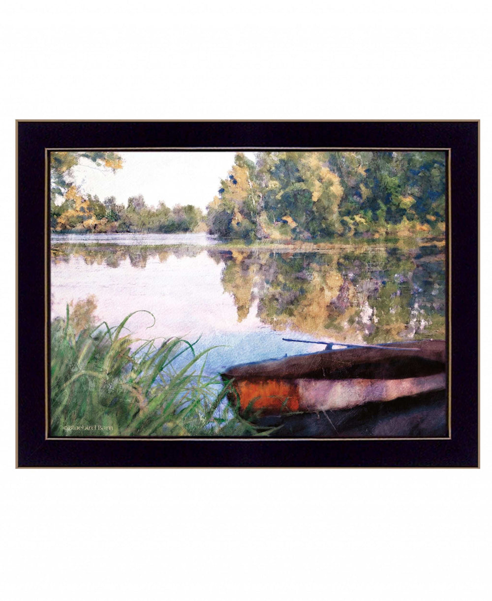 Rowboat Pond Landscape 1 Black Framed Print Wall Art - Homeroots - Flyclothing LLC