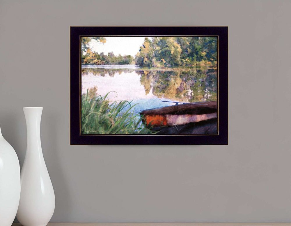 Rowboat Pond Landscape 1 Black Framed Print Wall Art - Homeroots - Flyclothing LLC