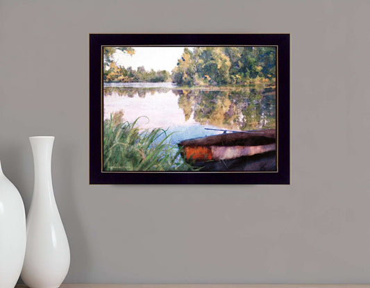 Rowboat Pond Landscape 1 Black Framed Print Wall Art - Homeroots - Flyclothing LLC