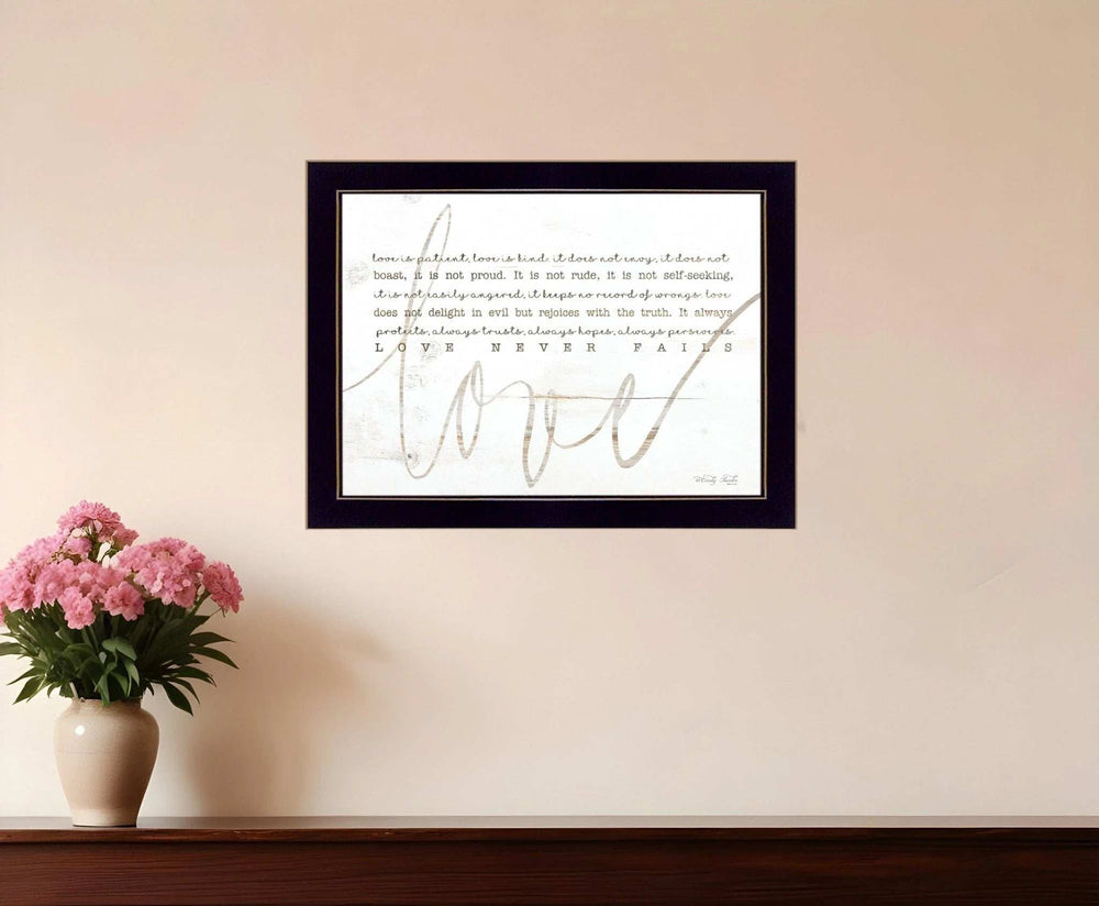 Love Never Fails 1 Black Framed Print Wall Art - Homeroots - Flyclothing LLC