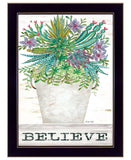 Believe Succulents 1 Black Framed Print Wall Art - Homeroots - Flyclothing LLC