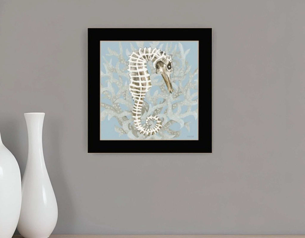 Coral Seahorse I 1 Black Framed Print Wall Art - Homeroots - Flyclothing LLC