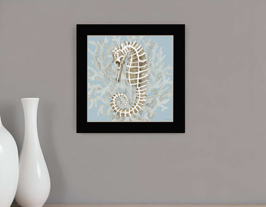 Seahorse and Coral Black Framed Print Wall Art - Homeroots - Flyclothing LLC