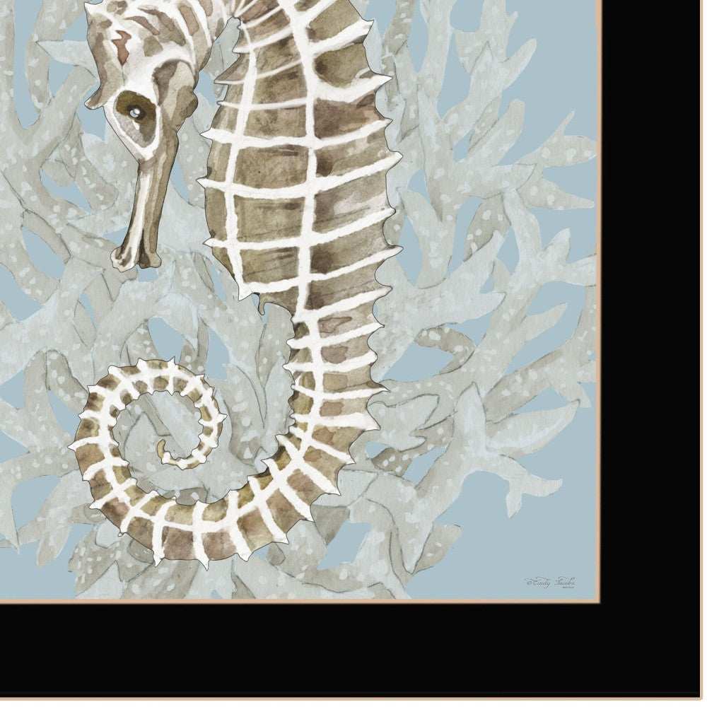 Seahorse and Coral Black Framed Print Wall Art - Homeroots - Flyclothing LLC