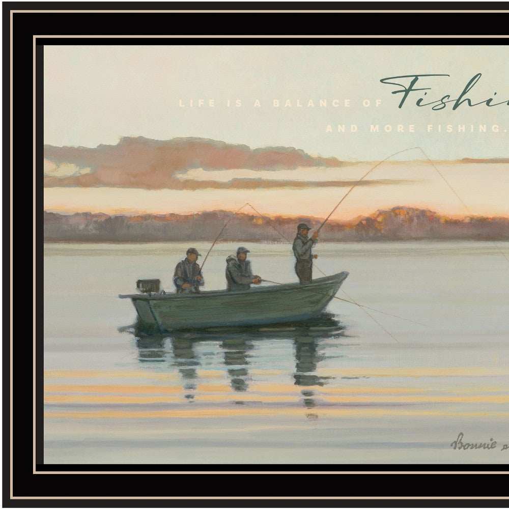 Fishing 1 Black Framed Print Wall Art - Homeroots - Flyclothing LLC