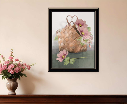 Farmhouse Daisy Basket 1 Black Framed Print Wall Art - Homeroots - Flyclothing LLC