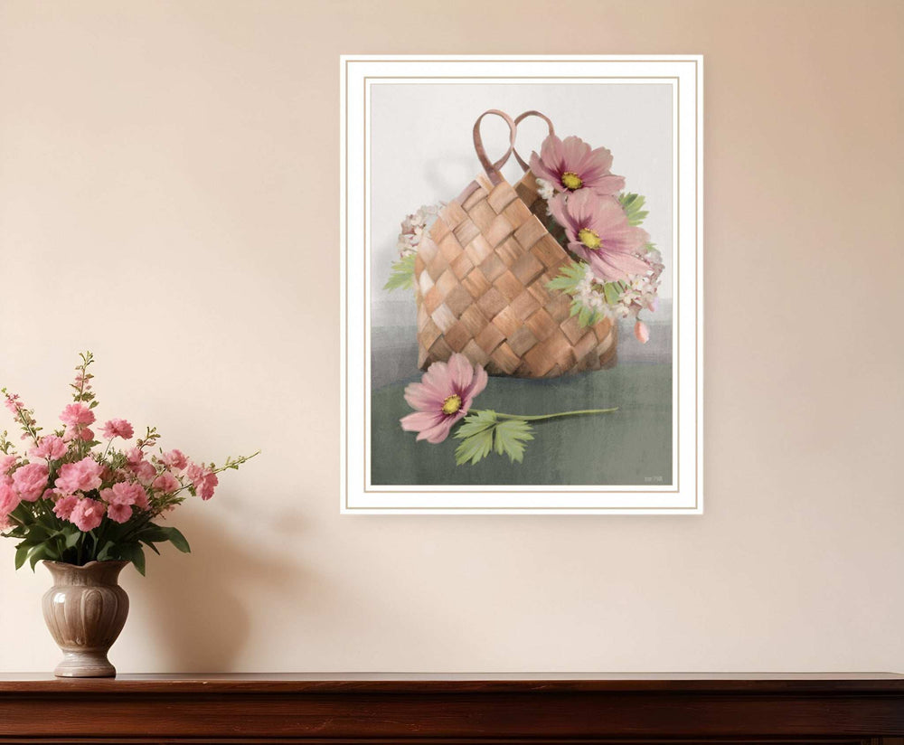 Farmhouse Daisy Basket 2 White Framed Print Wall Art - Homeroots - Flyclothing LLC