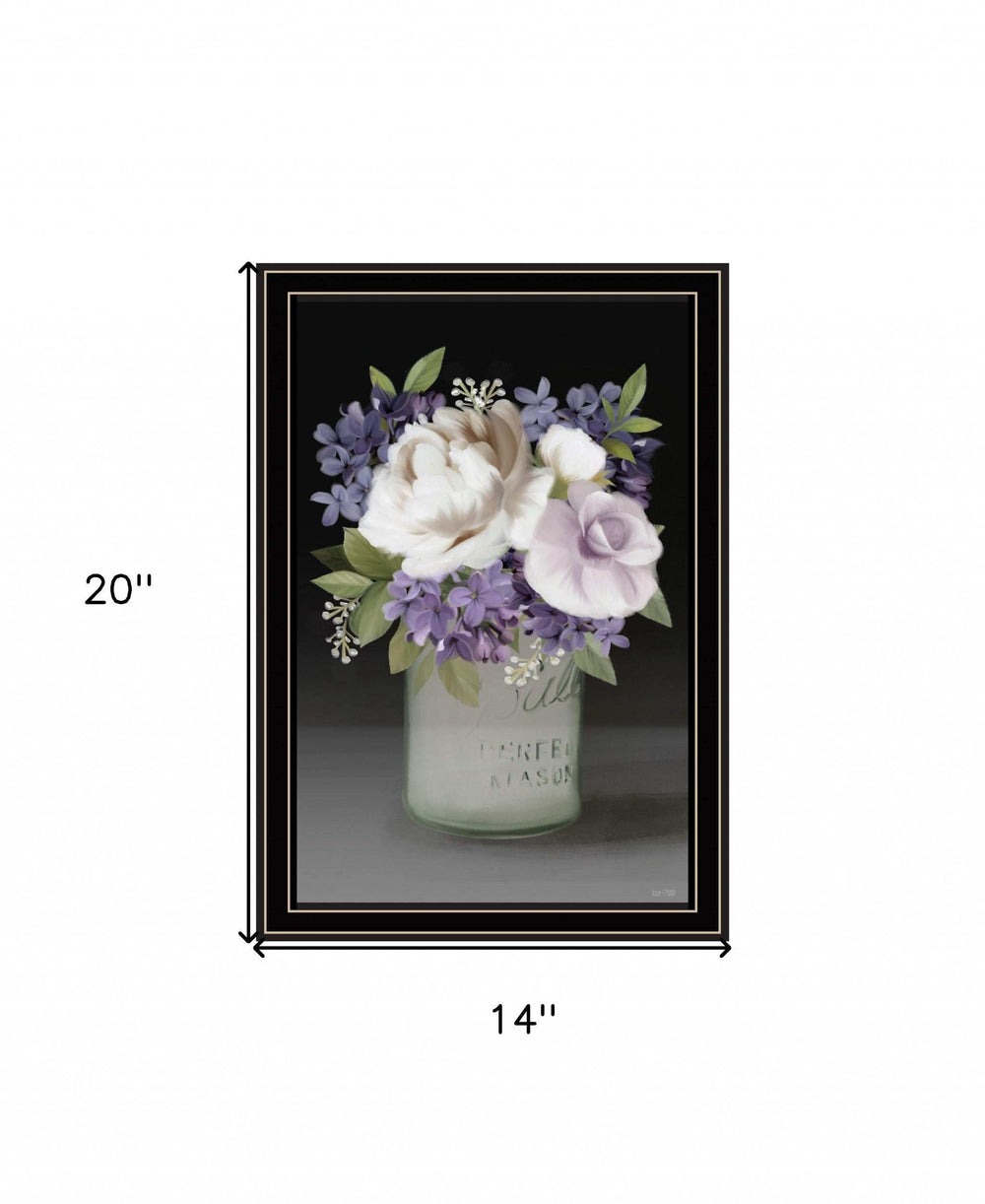 Lilac Mason Jar Floral 1 Black Framed Print Wall Art - Homeroots - Flyclothing LLC