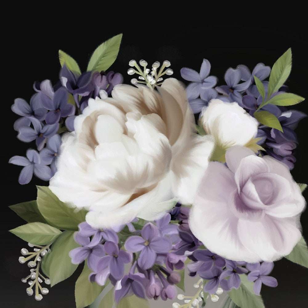 Lilac Mason Jar Floral 1 Black Framed Print Wall Art - Homeroots - Flyclothing LLC