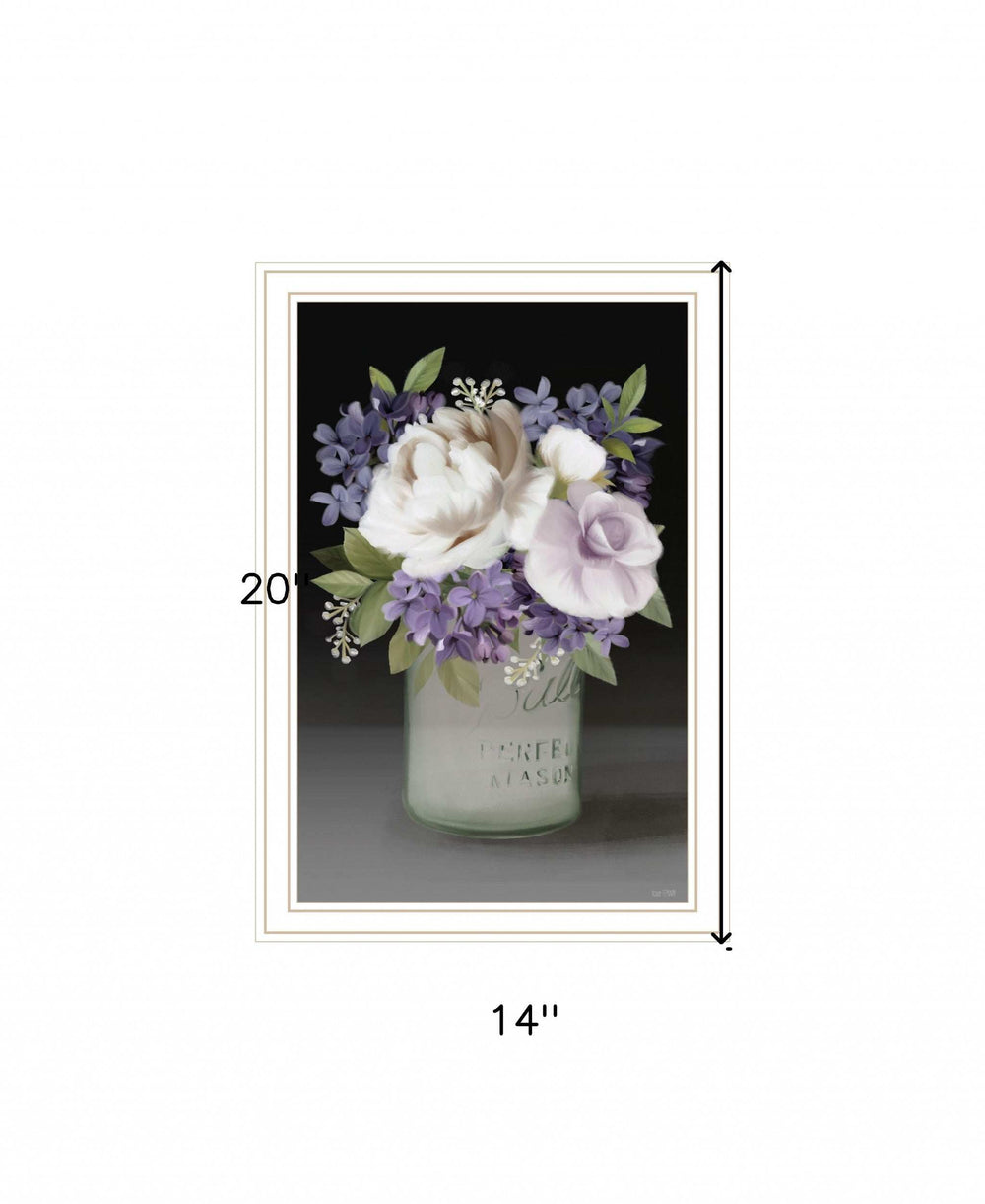 Lilac Mason Jar Floral 2 White Framed Print Wall Art - Homeroots - Flyclothing LLC