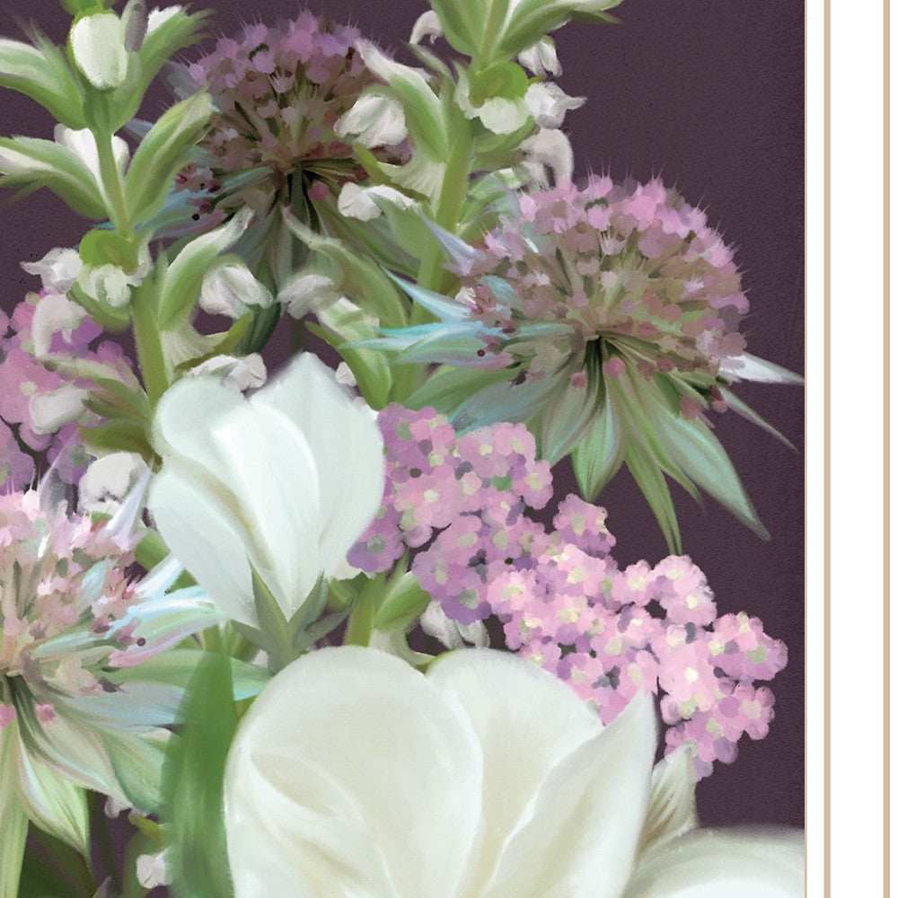 Wild For Plum Bouquet 1 White Framed Print Wall Art - Homeroots - Flyclothing LLC