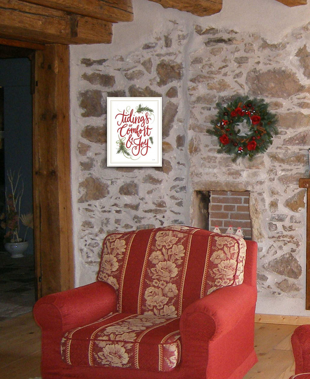 Tidings of Comfort and Joy 1 White Framed Print Wall Art - Homeroots - Flyclothing LLC