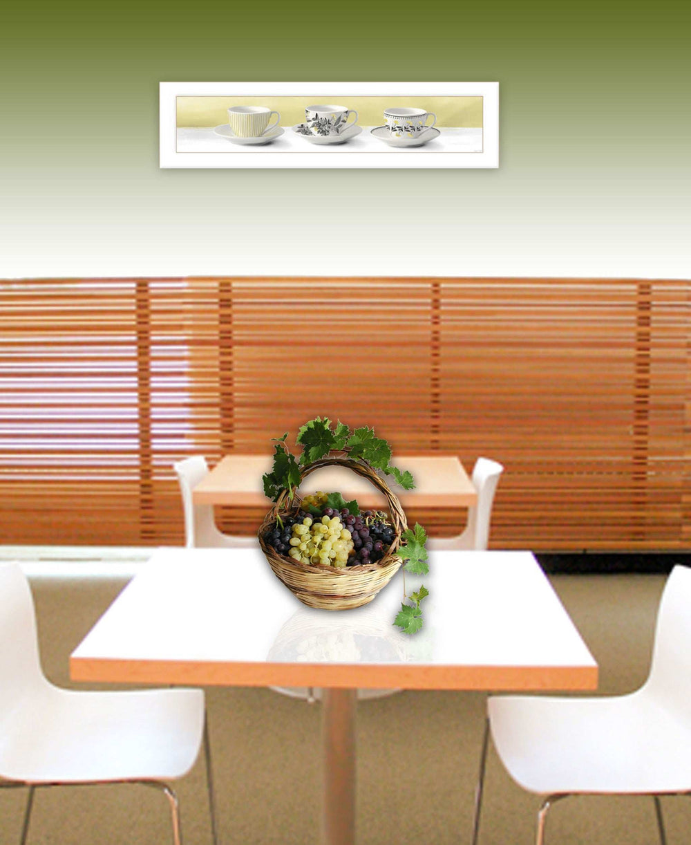 Stack of Tea CupsYellow White Framed Print Kitchen Wall Art - Homeroots - Flyclothing LLC