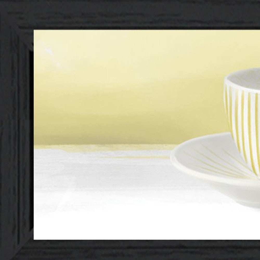 Stack of Tea CupsYellow Black Framed Print Kitchen Wall Art - Homeroots - Flyclothing LLC