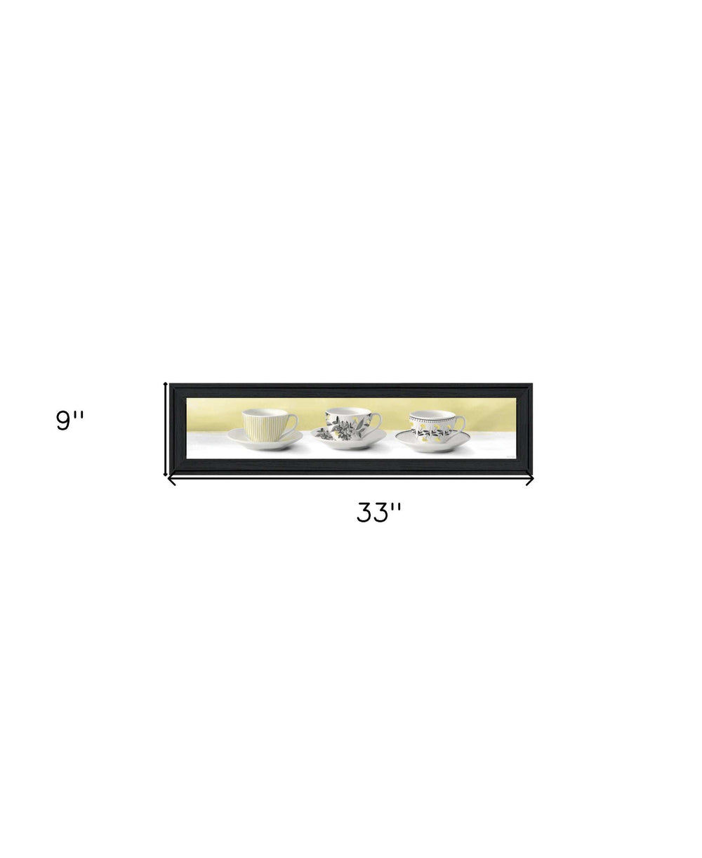 Stack of Tea CupsYellow Black Framed Print Kitchen Wall Art - Homeroots - Flyclothing LLC