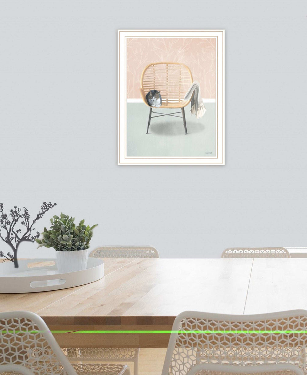 Happy Cat 2 White Framed Print Wall Art - Homeroots - Flyclothing LLC