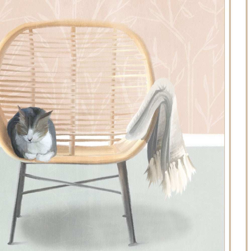 Happy Cat 2 White Framed Print Wall Art - Homeroots - Flyclothing LLC